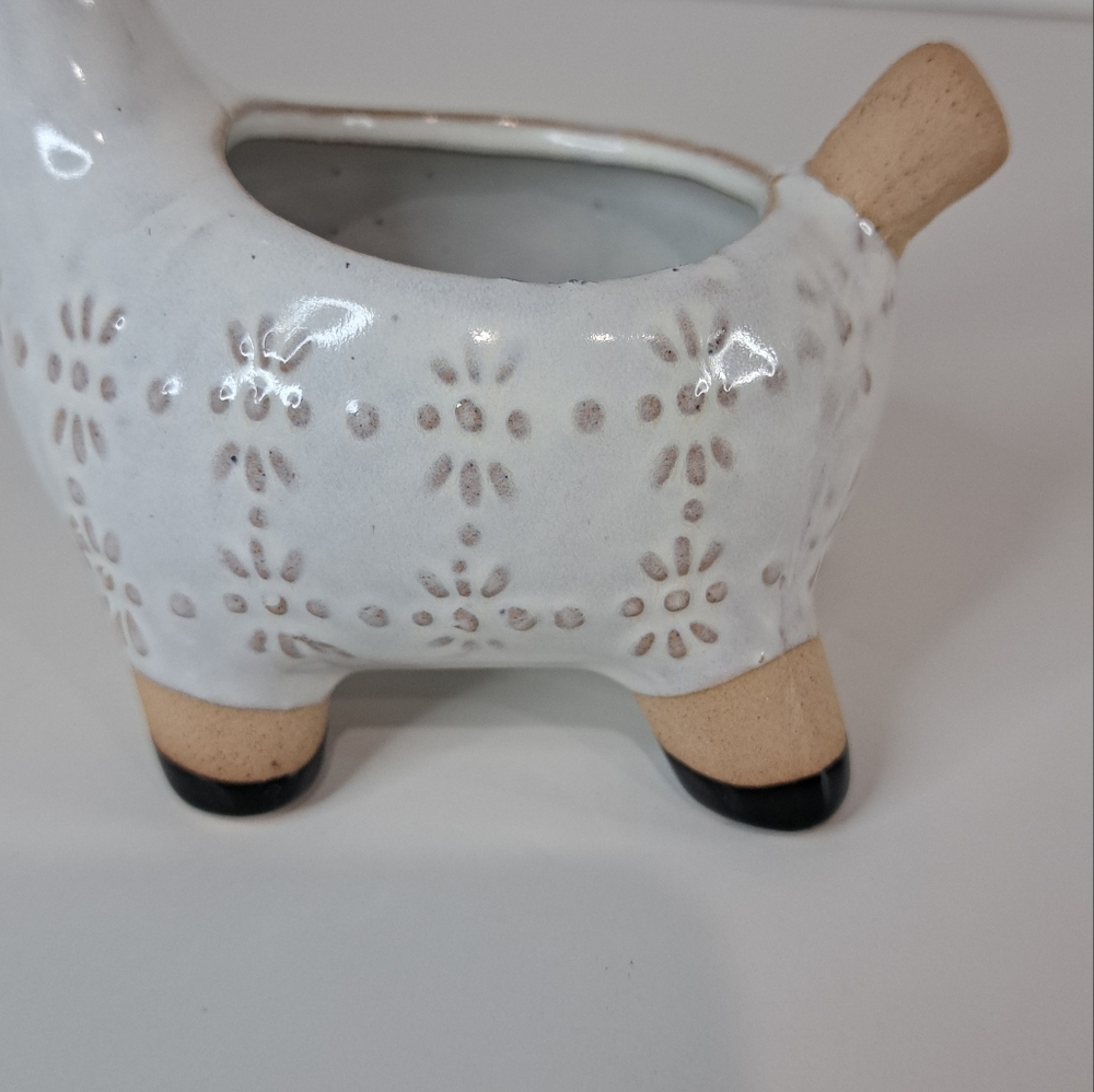 Ceramic White Giraffe Textured Succulent Air Plant Planter Indoor Nursery Decor - Picture 11 of 11